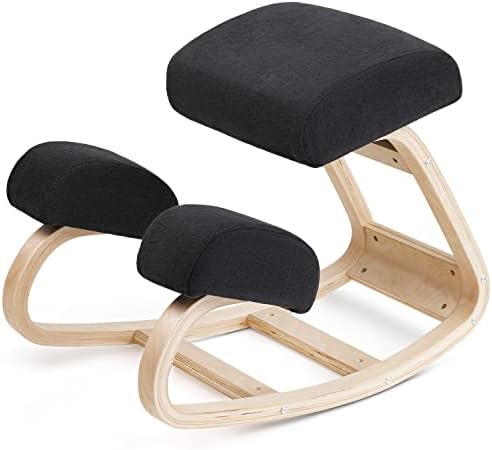 Ergonomic Kneeling Chair with Extra Padding - Posture Support Comfortable Desk Chair - Angled Rocking Stool & Balancing Seat - Natural Relief for Neck or Back Pain (with Extra Padding)