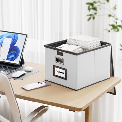 File Organizer Box with Lids, Collapsible File Folder Organizer