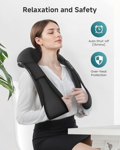 Snailax Shiatsu Neck Massager with Heat, Deep Tissue Shoulder Back Massager
