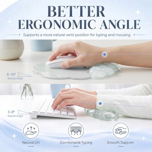 Gel Cloud Wrist Rest, Keyboard & Mouse Pad Set for Office, Non-Slip Support