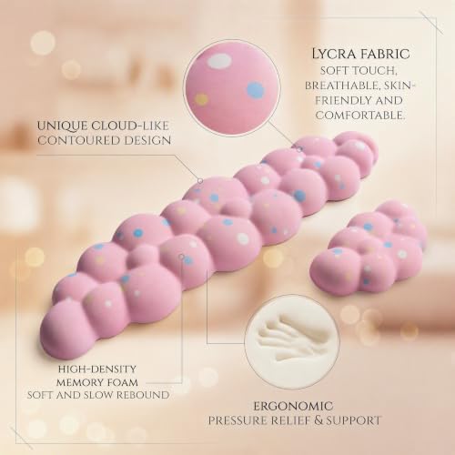Cloud Wrist Rest Set for Keyboard & Mouse. Silky Fabric Surface