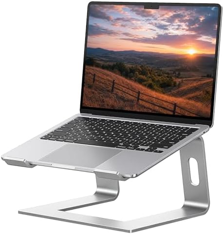 SOUNDANCE Laptop Stand, Aluminum Ergonomic Desk Riser, 10-15.6", Silver