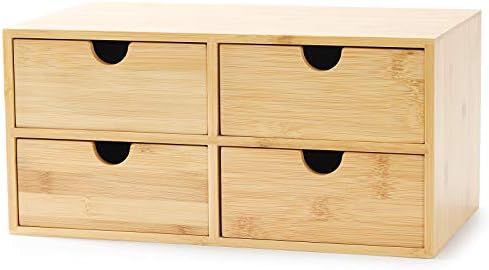 Bamboo Desk Drawer Organizer, Desktop Organizer with Drawers T(4 Drawes)