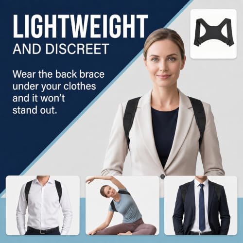 Posture Corrector for Men and Women, Adjustable Back Support Brace, Comfortable Breathable Shoulder Brace for Spine, Neck and Lower Back Pain Relief