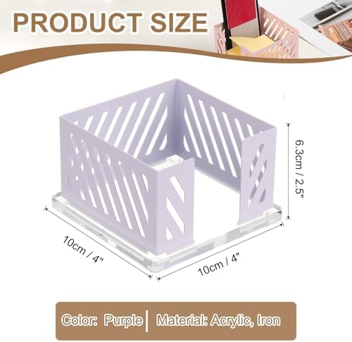PATIKIL Sticky Note Holder, 4x4 Metal Note Dispenser for Classroom Home Office Desk Organizers Accessories Supplies, Purple