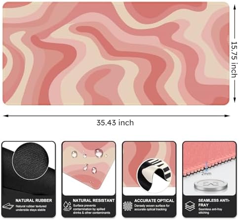 iCasso Desk Pad,Desk Matt for Desktop,Cute Mouse Pad,Pink Topographic