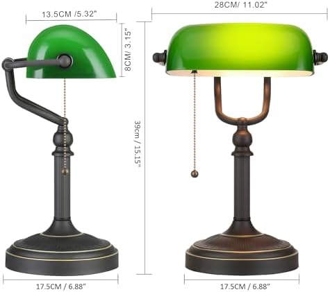 Antique Green Glass Bankers Desk Lamp