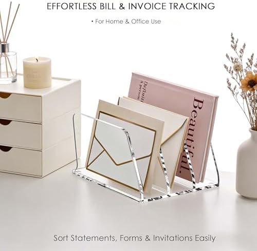 SANRUI Acrylic Mail Organizer Countertop, Mail Sorter with 3-Slot, Clear