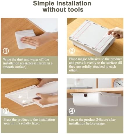 FRETONBA Under Desk Drawer for Stationery, Adhesive Slide Out, Medium