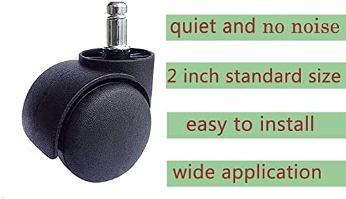 Office Chair Caster Wheel 2 Inch Universal Standard Size Computer Gaming Chair Caster Wheels Replacement Set of 5 (Black)