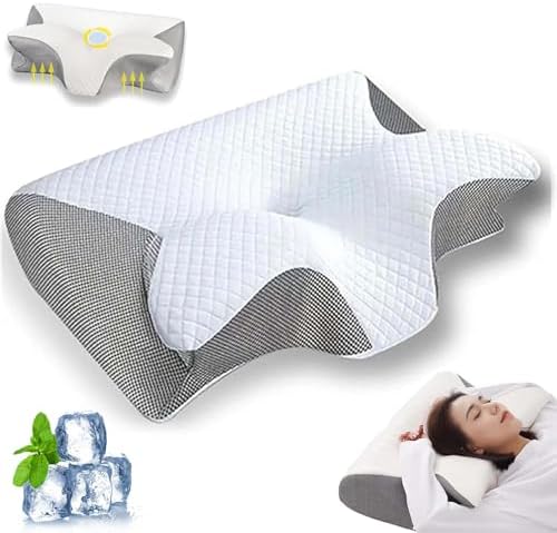 Cervical Pillow, Ergonomic Sleep Pillows, Cervical Neck Traction Pillows, CervicalPillow for Neck Pain Relief, Side Sleeper Pillows with CervicalNeck Support (Gray)