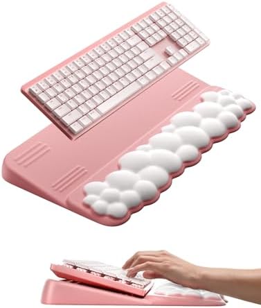 Vaydeer Keyboard Stand Wrist Rest, Cloud Ergonomic Wrist Support Pad Soft Memory Foam, Computer Keyboard Riser Holder Lifter Tilt Cushion for Desk, Palm Hand Typing for Office Home Gaming Pain Relief
