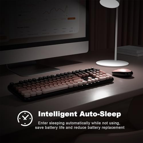 MOFII Wireless Keyboard and Mouse Combo, Full Size 2.4G Retro Round Computer Keyboard and Mouse Set, Plug and Play, for Windows, Computer, Desktop, PC, Notebook - (Lovely BlackBerry Gradient)