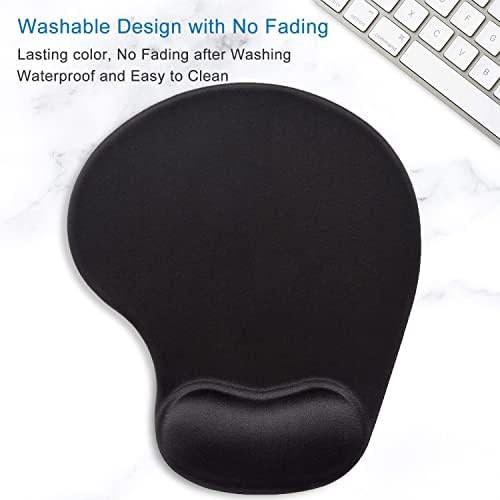 ITNRSIIET Ergonomic Mouse Pad with Gel Wrist Support Wrist Rest Smooth Surface Non-Slip PU Base Comfortable Office Supplies Pain Relief, 9.5 x 8 inches, Black