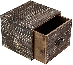 Office Desk Organizer with Drawers Dark Brown Vintage Square Wood Desktop Storage Box Workspace School Supplies Farmhouse Kitchen Countertop Makeup Storage bins for Home Toiletries Supplies Vanity……