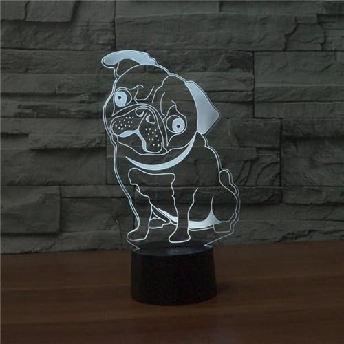 Shar Pei 3D Illusion Night Light Touch Table Desk Lamp with Remote Control 16 Colors Optical USB LED Night Light for Kids Gift Room Decoration