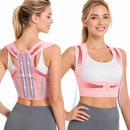 Posture Corrector for Women,Adjustable Back & Shoulder Support, Invisible Under Clothing Upper Back Support with Breathable Mesh, Lightweight Posture Trainer for Office Daily Use(Medium)
