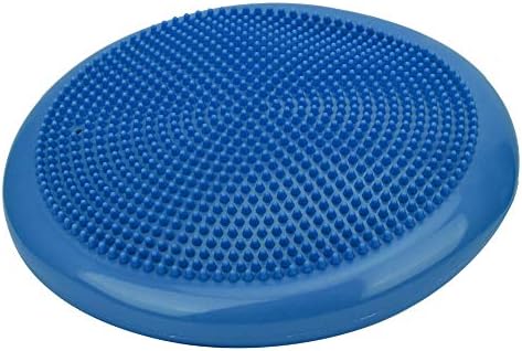Tbest Thickened Yoga Inflatable Cushion Gym Sports Fitness Wobble Massage Balances Cushion for Core Stability and Pain Relief Home Office Use Green Blue 34cm