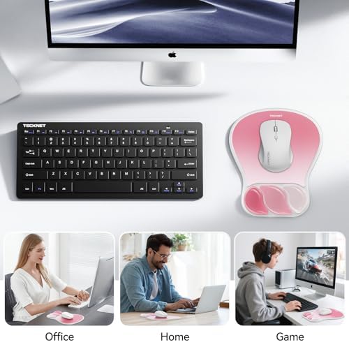 TECKNET Gel Ergonomic Mouse Pad, Mouse Pad with Wrist Rest, Pink
