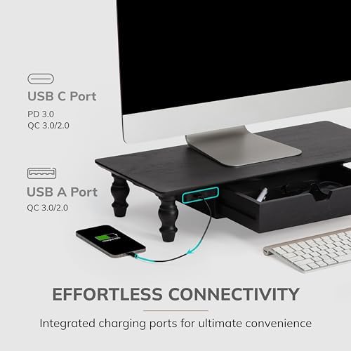 Anji Mountain Monitor Stand for Desk - Desktop Organizer & Laptop Riser, Ergonomic Monitor Riser, Space-Saving, Durable, Easy Assembly & Ideal for Home & Office,Black, 24-Inch, Pro Edition