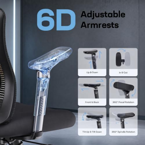 HUANUO Ergonomic Office Chair with 6D Armrests and Adjustable Seat Depth