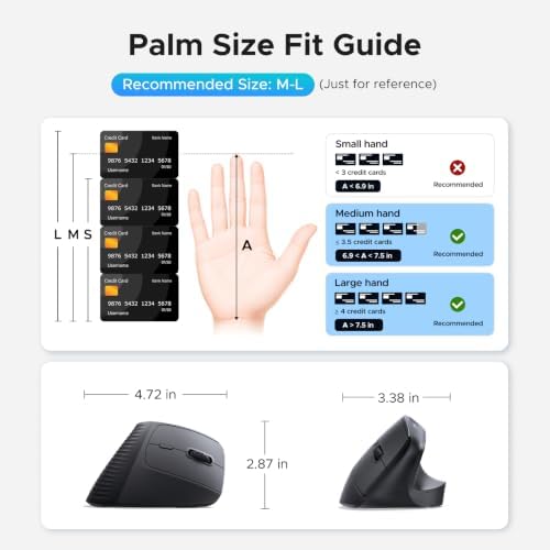 UGREEN Ergonomic Wireless Mouse, Bluetooth & 2.4G Wireless, Quiet Clicks