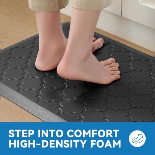 Kitchen Mats for Floor, Wide Cushioned Anti Fatigue Mat, Black