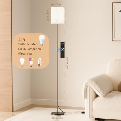 SIBRILLE 63.8" Square Floor Lamp with White Linen Shade