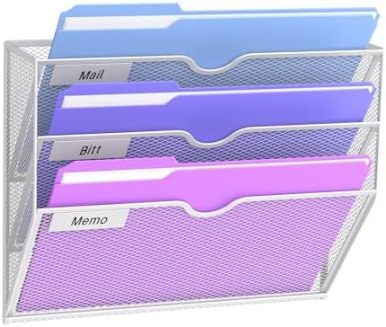 3-Tier Wall File Organizer, Hanging File Organizer, White