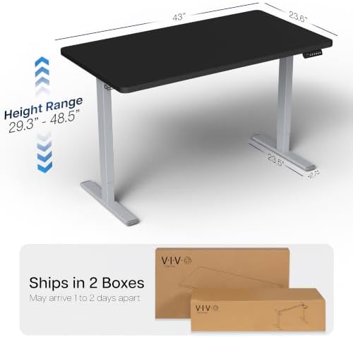 VIVO Black 43 x 24 in Standing Desk, DESK-KIT-1G4B