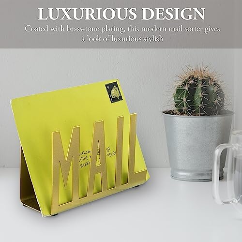 MyGift Gold Metal Mail Holder, Desktop Organizer with MAIL Design