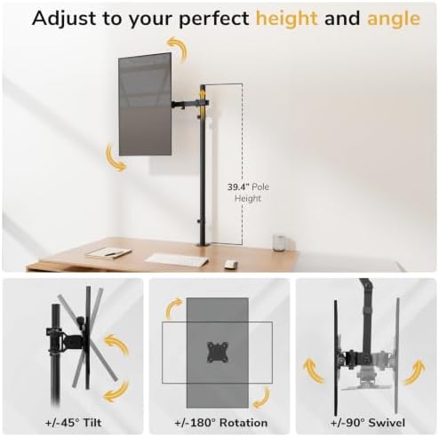 Mount-It! Extra Tall Monitor Arm, 39" Pole, Fits 17-35" Screens