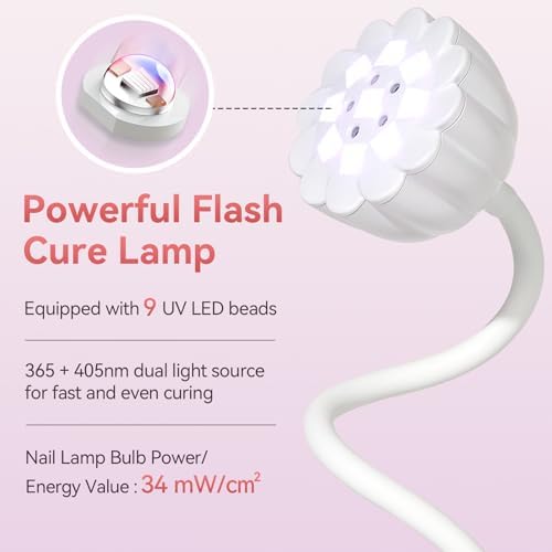 Makartt Gooseneck UV LED Nail Lamp Flash Cure Lamp Rechargeable 58mW/cm²