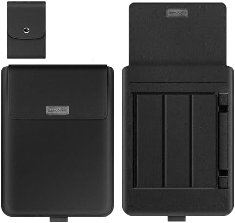 Laptop Sleeve 16-17" Case with Stand Compatible with Microsoft Surface Laptop 5/4/3/2 13.5", MacBook Air/Pro 13.3", PU Leather Sleeve for 15-16" Computers - Black