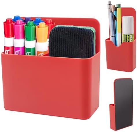KITANIS Magnetic Pen Holder,2 Pack Magnetic Dry Erase Marker Holder with Generous Compartments,Strong Magnet Storage Marker Pen Pencil Organizer for Refrigerator,Whiteboard,Locker Accessories
