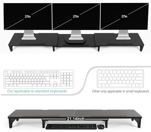 Nnewvante Bamboo Monitor Stand Riser, 60 inch Upgrade Height Large TV Riser
