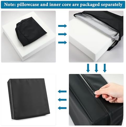 Menkxi 20 x 20 x 5 Inch Leather Memory Foam Seat Cushion for Chair Extra Large Chair Cushions with Cover Waterproof Non Slip Thick Pad for Recliner Couches, Relief and Comfort(Black)