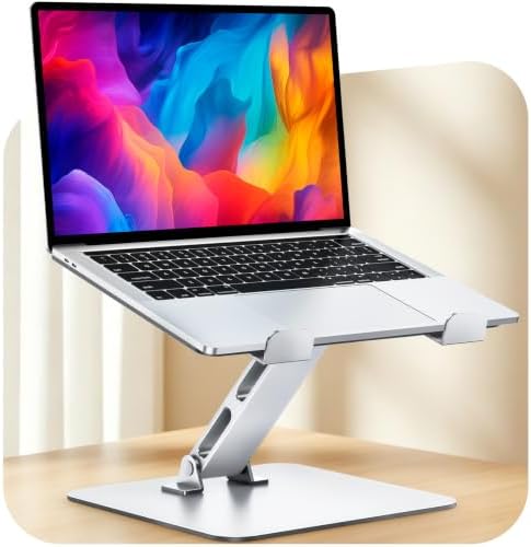 Adjustable Ergonomic Laptop Stand for Desk, Foldable Computer Stand, Stable Aluminum Lectern Notebook Riser & Portable Laptop Holder Mount Compatible with 10-16" MacBook Pro/Air, Dell, HP