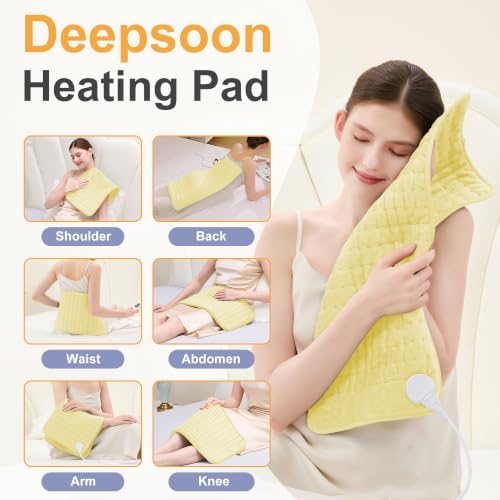 Heating Pad,Electric Heating Pads,Heating Pad for Back,Yellow,24x12 Inch