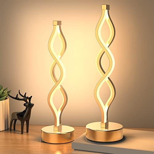 NUÜR Gold Table Lamps Set of 2, 15.8 Inch LED Bedside Lamps