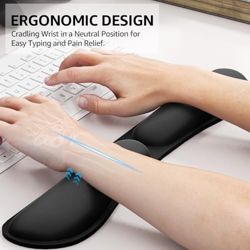 KTRIO Keyboard Wrist Rest, Memory Foam Wrist Rest, Black