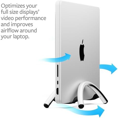Twelve South BookArc Flex Vertical Laptop Stand – Space-Saving MacBook Stand, Adjustable Holder for Desk, Single Slot Dock for Monitor Display, Non-Slip, Upright Storage, Black
