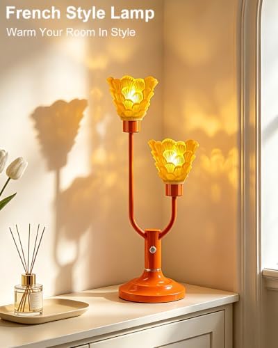 Lightdot Mid Century Modern Table Lamp Orange Vintage Lamp Gift Dimmable