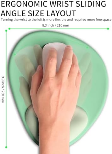 Palm-Rest and Wrist-Hugging Mouse Pad Wrist Rest, Ergonomic Wrist Support with Curve Fitting Cushioned Memory Foam for Carpal Tunnel Pain Relief, 9.9 x 8.3 Inch, Minty Green