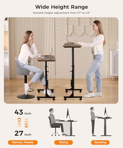 KLSMYHOKI Standing Desk Adjustable Height, Mobile Stand Up Desk with Wheels