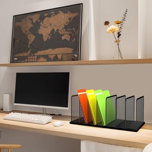 Kuntine.B 7-Section Upright Desk File Organizer Black 2 Pack