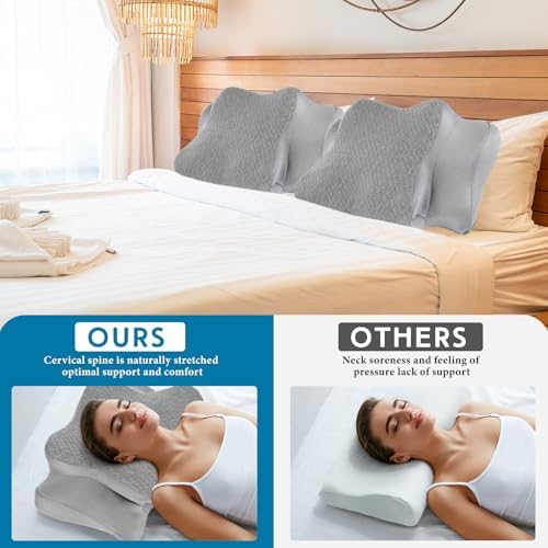 HunnmingRe Pillow Case for Cervical Neck, Gray, Queen Size