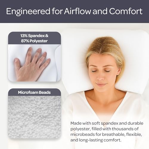 Bluestone Microbead Pillow, White, 20.5” x 11” x 4”