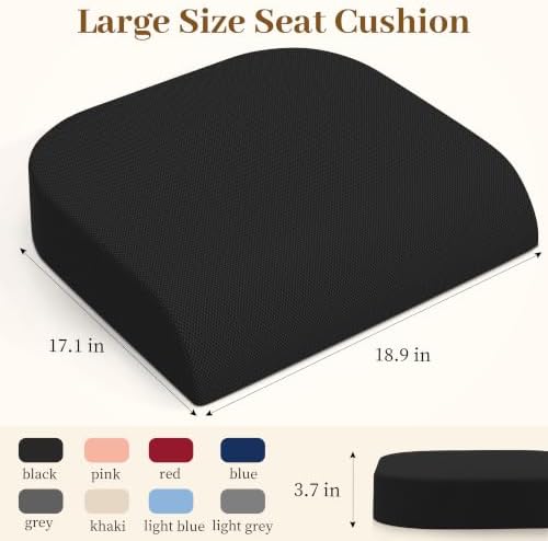 TranquilRelax 2XL Memory Foam Seat Cushion for Office Chair, Black