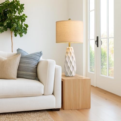 27.5" Ceramic Table Lamps for Living Room Bedroom Lamps Set of 2 Modern